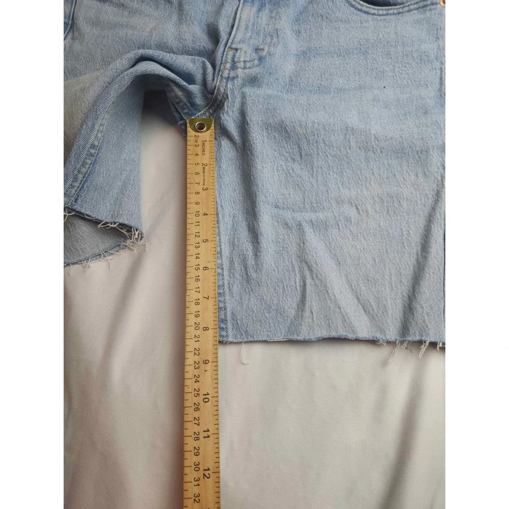 Levis 527 Slim Bootcut Cut Off Denim Shorts Light Wash Blue Mens W32